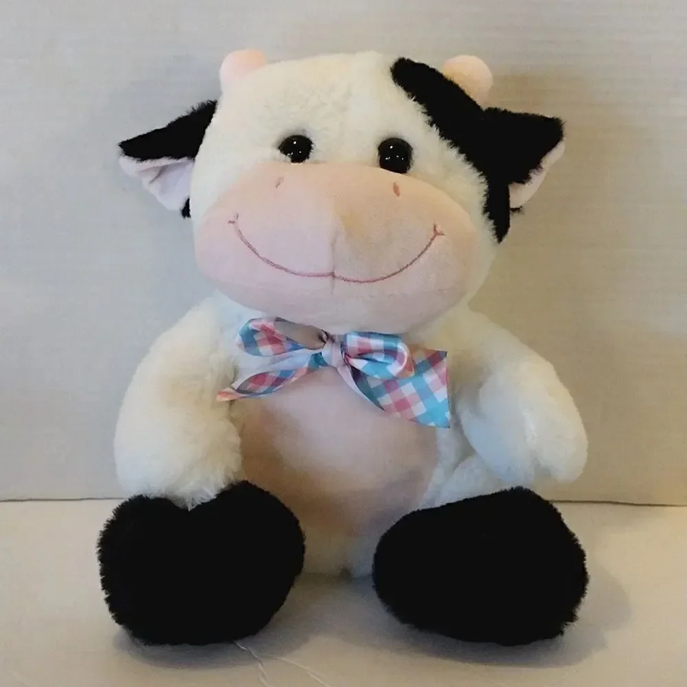 Inter American 2017 Cow With Blue Plaid Bow Stuffed Plushie Toy‎